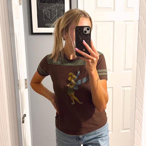Disney Tops - Disney Tinkerbell Varsity T Shirt Y2K
